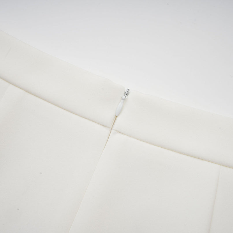 Jeanne white crystalembellished top  skirt matching set