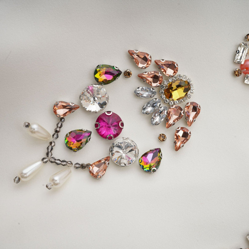 Jeanne white crystalembellished top  skirt matching set