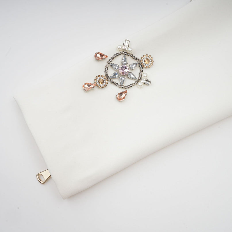 Jeanne white crystalembellished top  skirt matching set