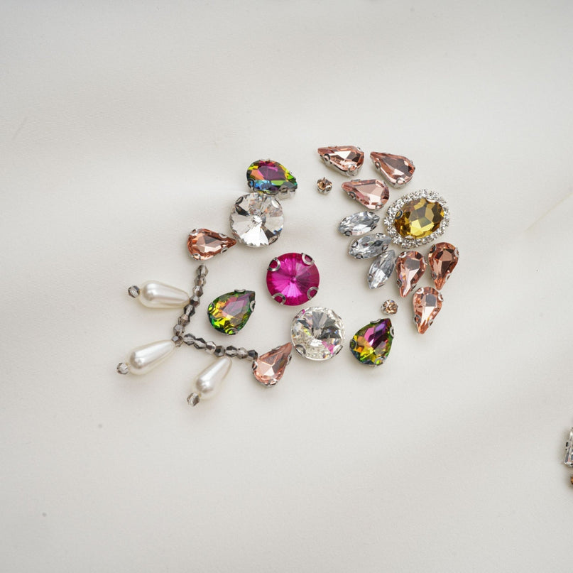 Jeanne white crystalembellished top  skirt matching set