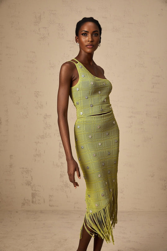 Jenna Green Knit Skirt Top Set