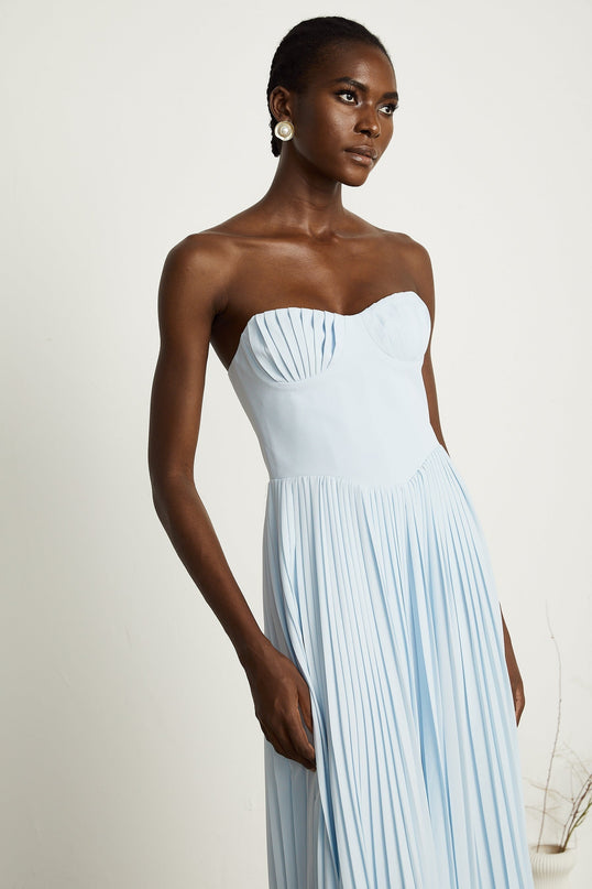 Jessica Blue Off-Shoulder Corset Style Maxi Dress