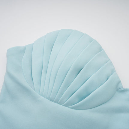 Jessica Blue Maxi Dress Off-Shoulder Corset Style Pleated Skirt Sleeveless Comfort Luxury Rear Zip Fastening Maxi Length