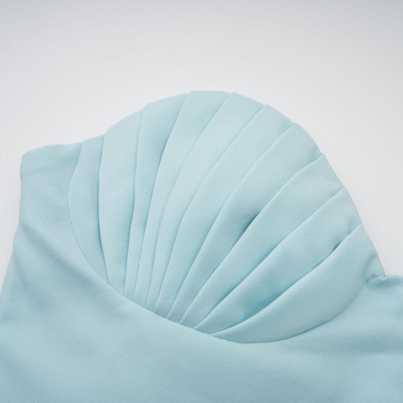 Jessica Blue Maxi Dress Off-Shoulder Corset Style Pleated Skirt Sleeveless Comfort Luxury Rear Zip Fastening Maxi Length