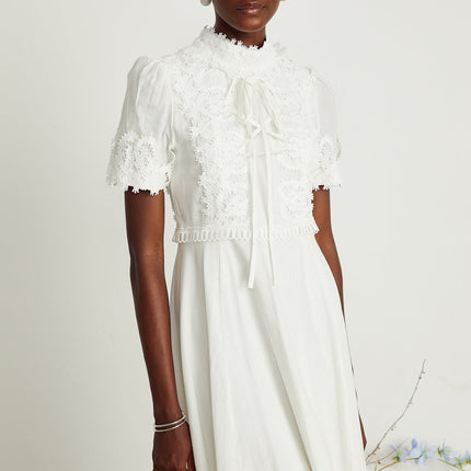 Jessica White Floral Lace Midi Dress