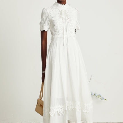 Jessica White Floral Lace Midi Dress