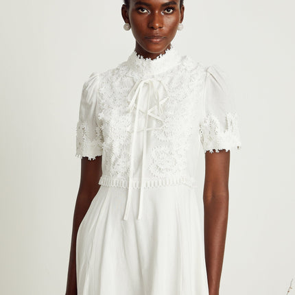 Jessica White Floral Lace Midi Dress