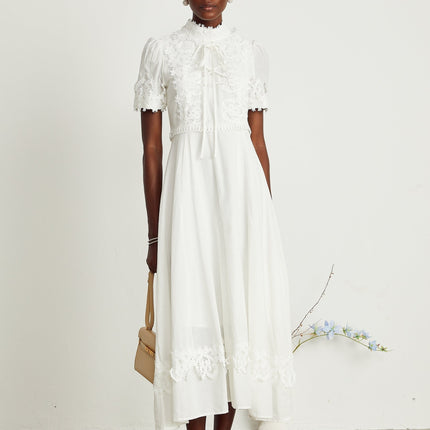 Jessica White Floral Lace Midi Dress