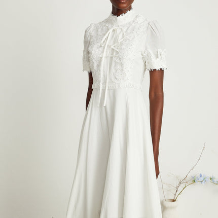 Jessica White Floral Lace Midi Dress
