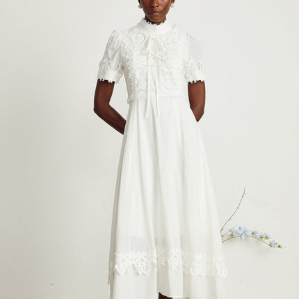 Jessica White Floral Lace Midi Dress