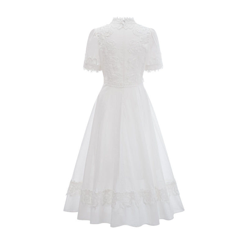 Jessica White Floral Lace Midi Dress