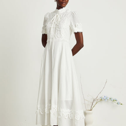 Jessica White Floral Lace Midi Dress