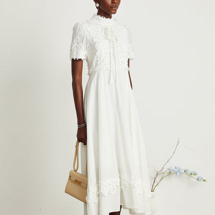 Jessica White Floral Lace Midi Dress