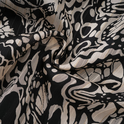 Joanna Black and White Silk Mini Dress with V-neckline and Cut-out Design