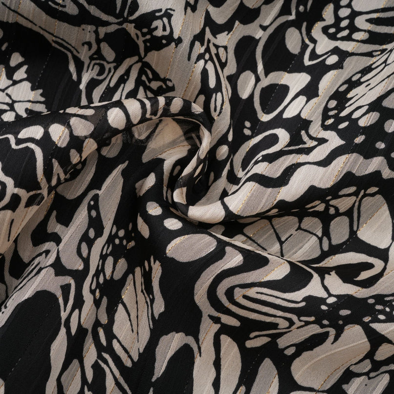 Joanna Black and White Silk Mini Dress with V-neckline and Cut-out Design