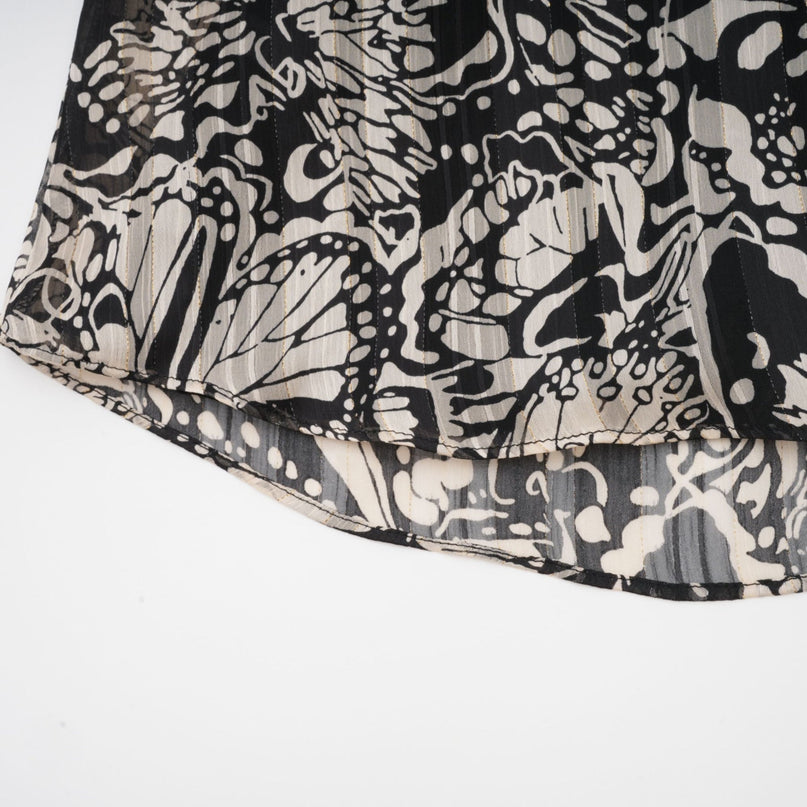 Joanna Black and White Silk Mini Dress with Cut-Out Design and Tie Fastening