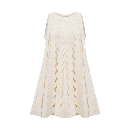 Joanna White Knitted Mini Dress with Wavy Detailing
