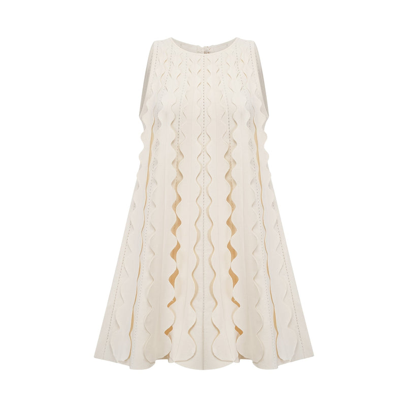 Joanna White Knitted Mini Dress with Wavy Detailing