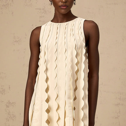 Joanna White Knitted Mini Dress with Wavy Detailing