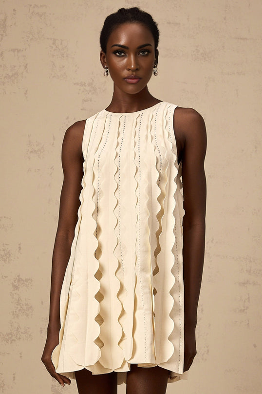 Joanna White Knitted Mini Dress with Wavy Detailing