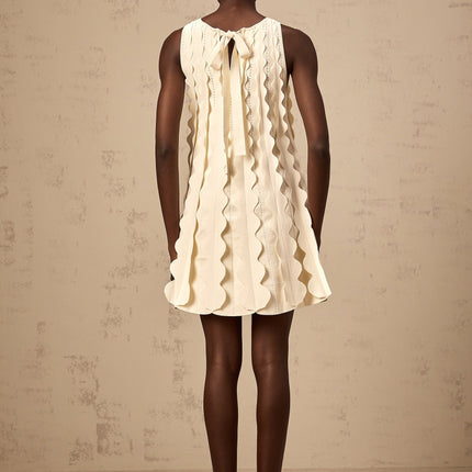 Joanna White Knitted Mini Dress with Wavy Detailing