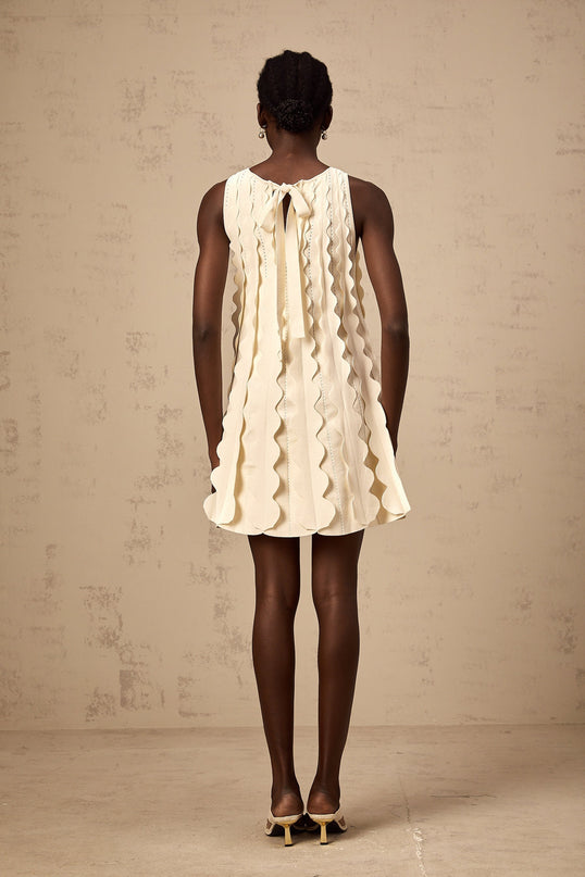 Joanna White Knitted Mini Dress with Wavy Detailing