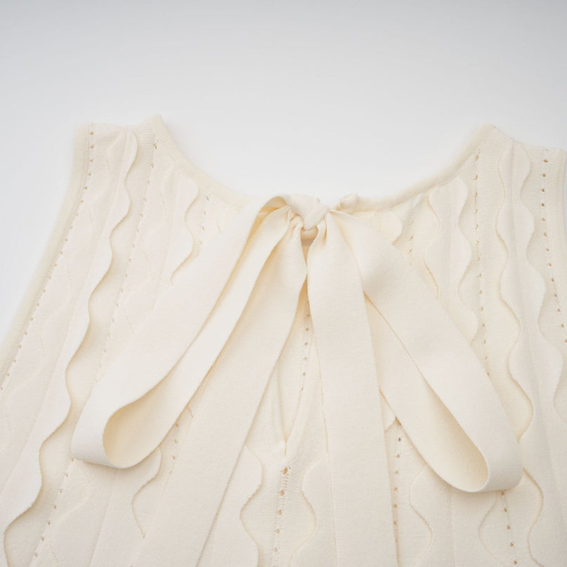 Joanna White Knitted Mini Dress with Wavy Detailing