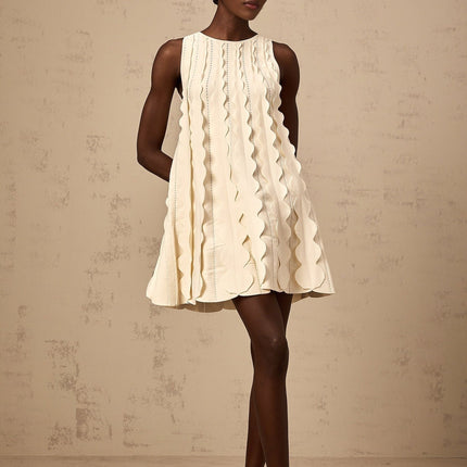 Joanna White Knitted Mini Dress with Wavy Detailing