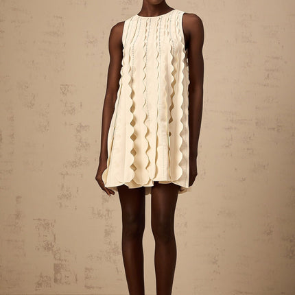 Joanna White Knitted Mini Dress with Wavy Detailing