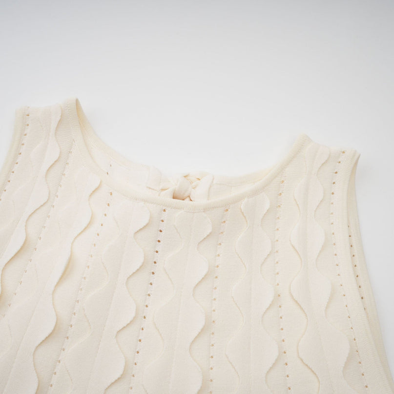 Joanna White Knitted Mini Dress with Wavy Detailing
