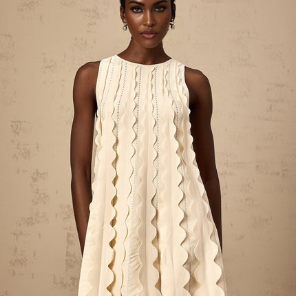Joanna White Knitted Mini Dress with Wavy Detailing