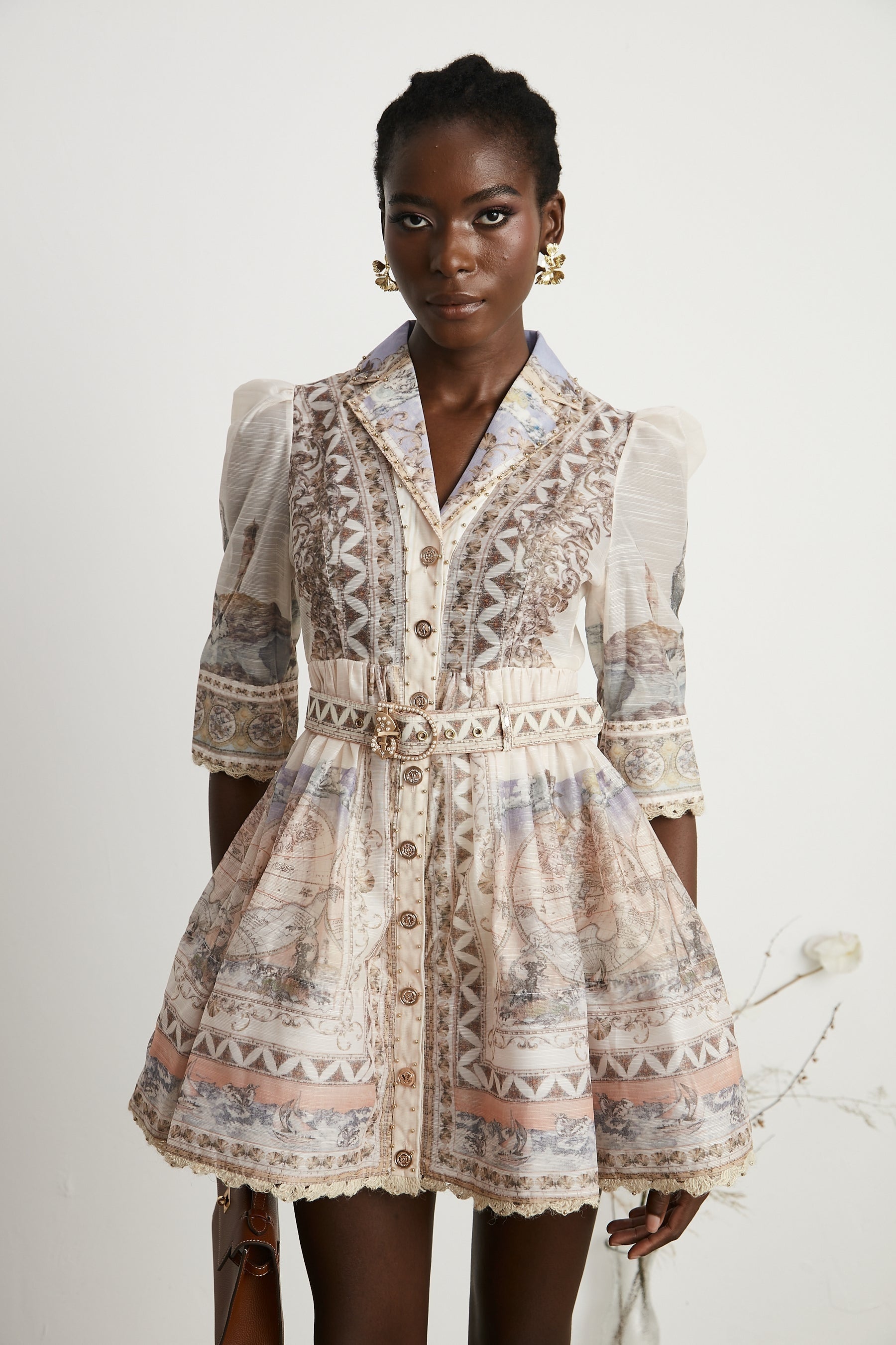 Joséphine belted Vneck mini dress