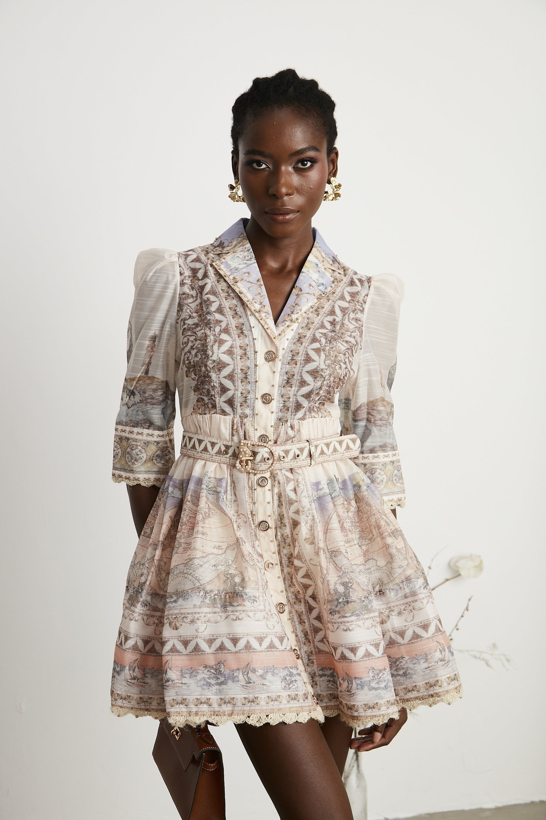 Joséphine belted Vneck mini dress