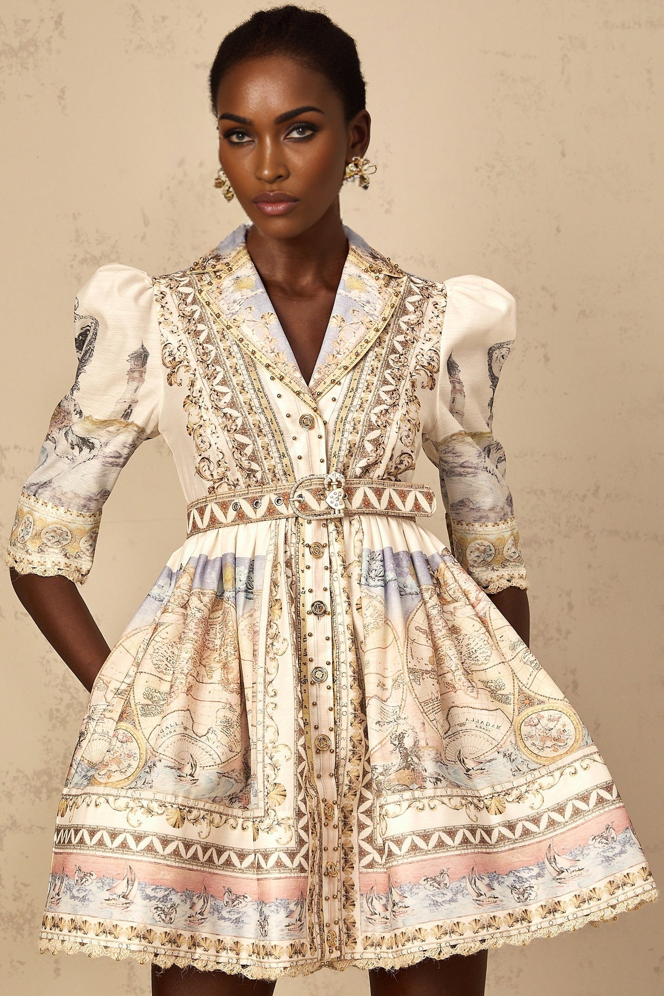 Joséphine Classic Belted VNeck Mini Dress
