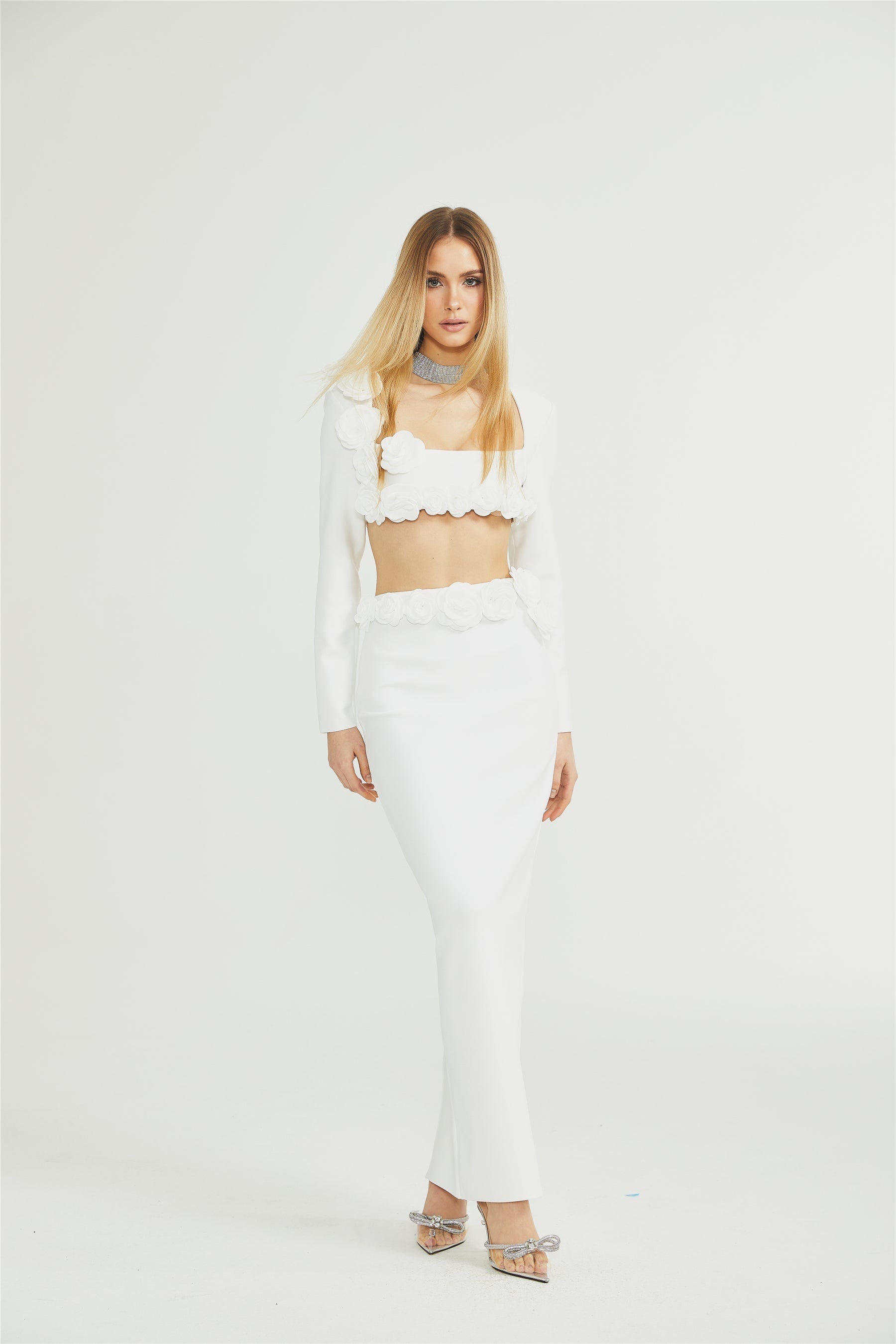 Joséphine floral cropped top  skirt matching set