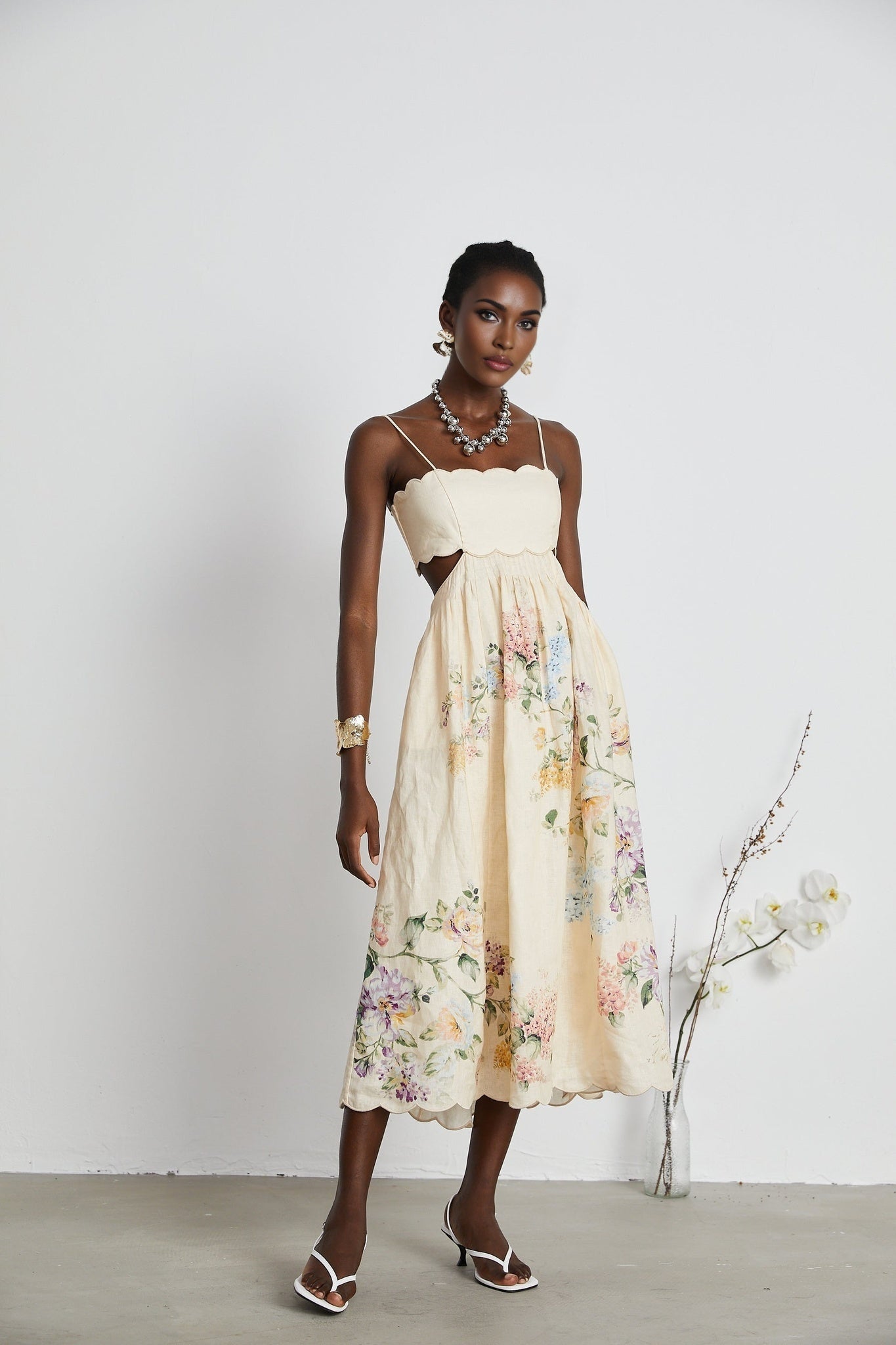 Joséphine floralprint cutout midi dress