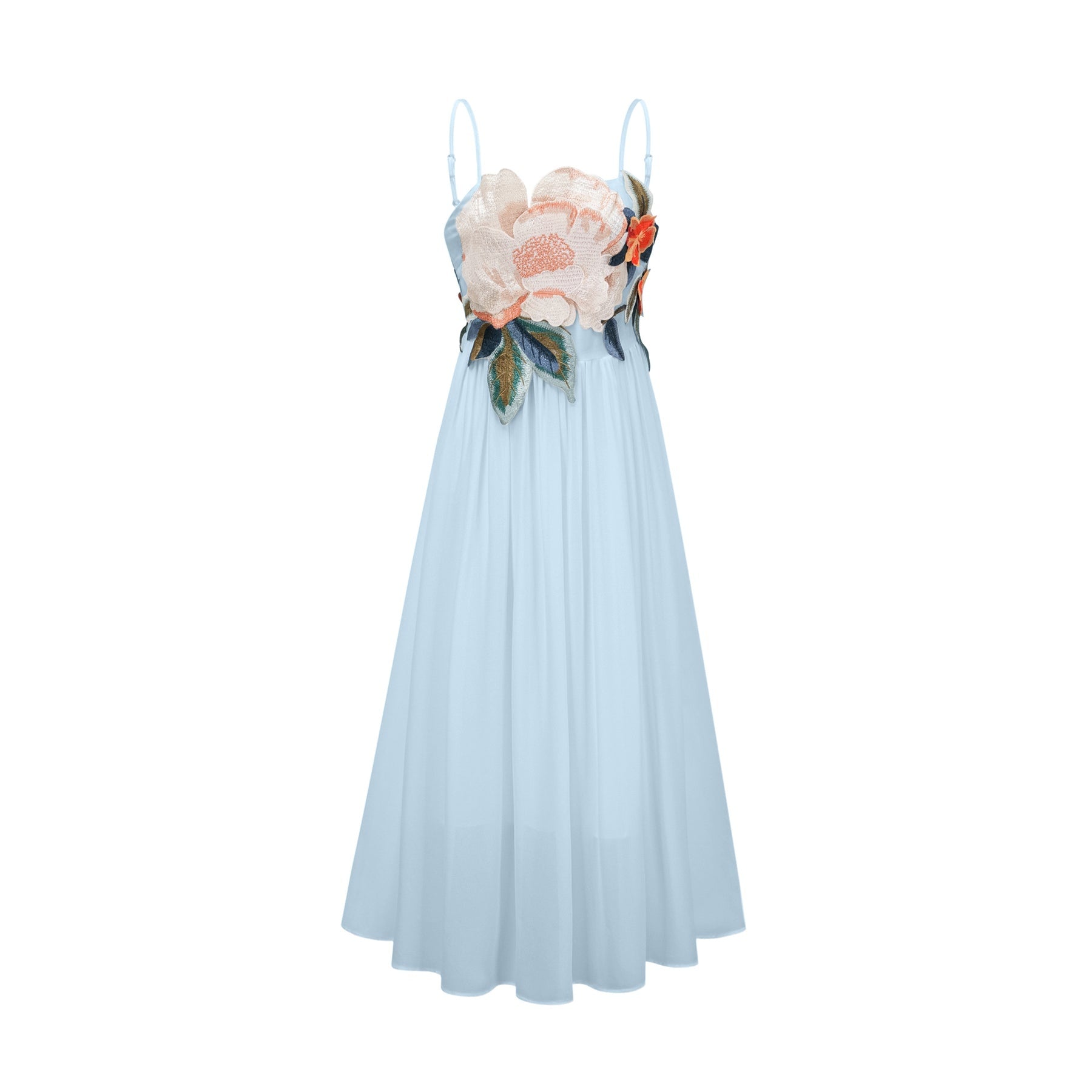 Josette floralembroidered shirred maxi dress in Blue