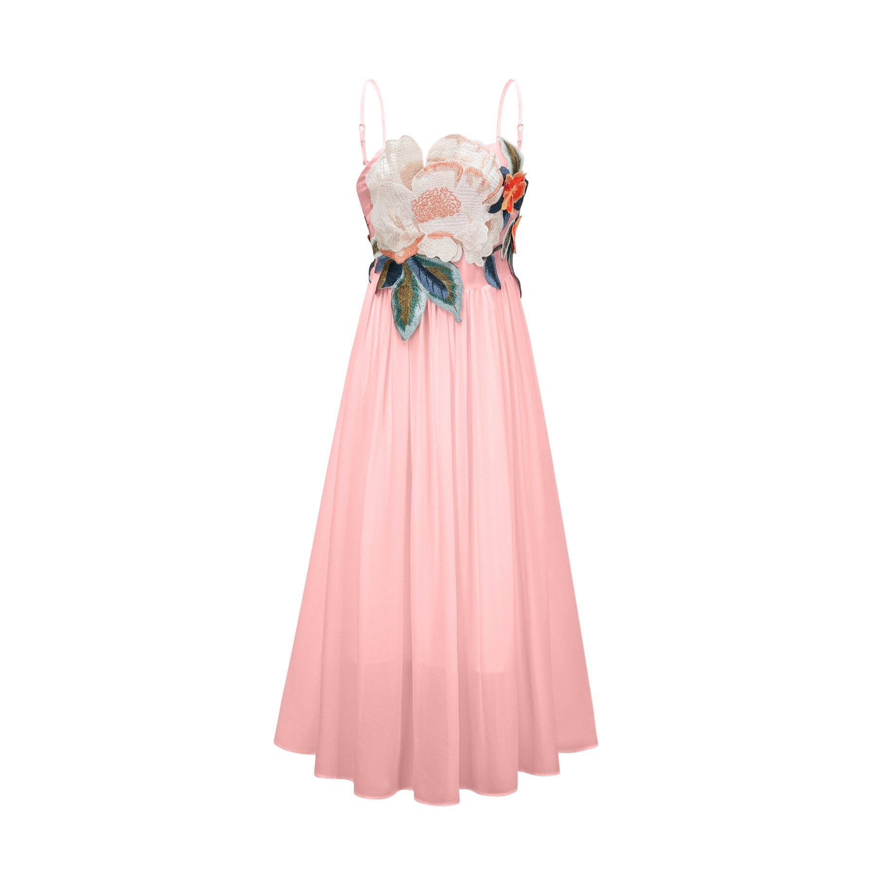 Josette floralembroidered shirred maxi dress in Pink