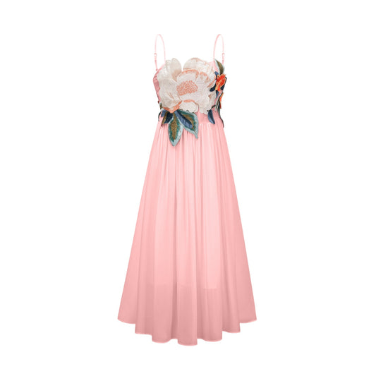 Josette floralembroidered shirred maxi dress in Pink