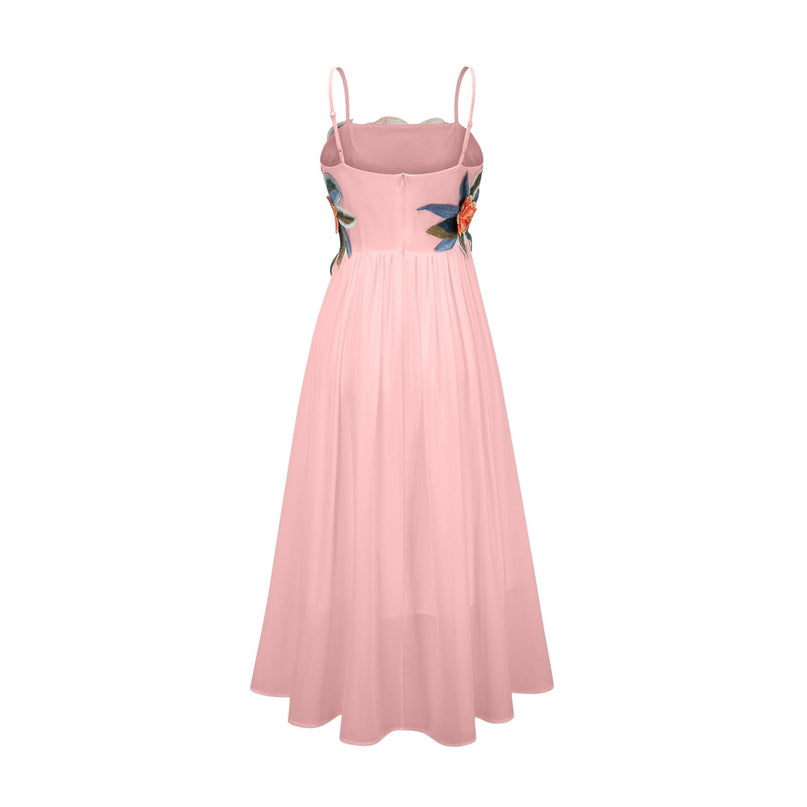 Josette floralembroidered shirred maxi dress in Pink