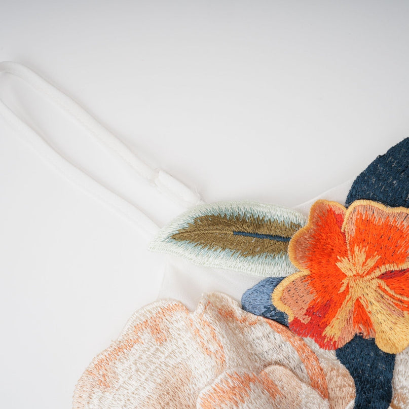 Josette floralembroidered shirred maxi dress in White