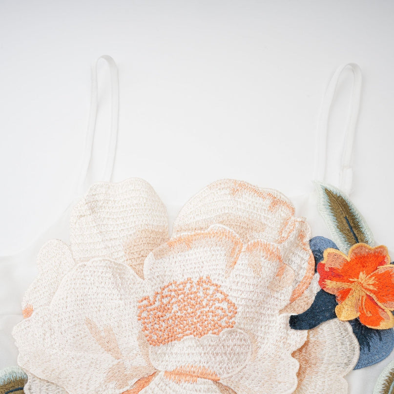 Josette floralembroidered shirred maxi dress in White