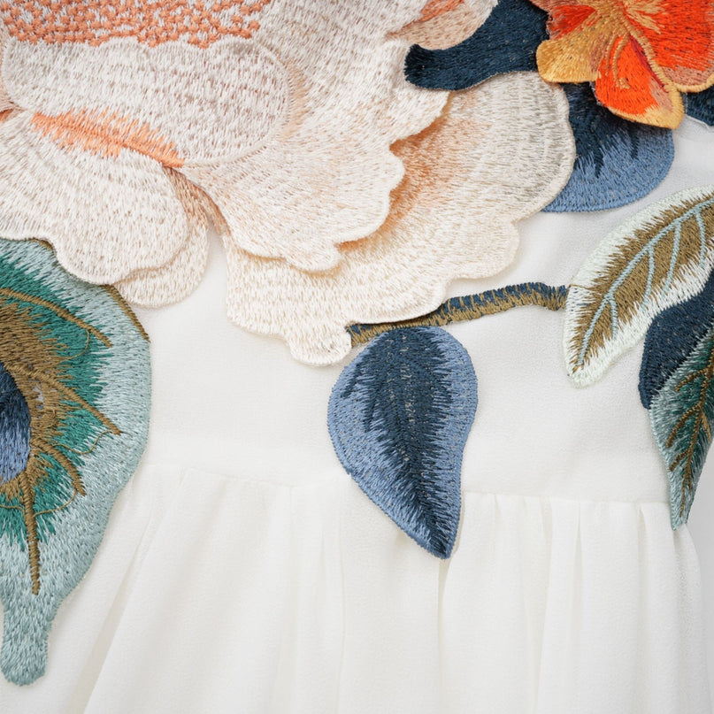 Josette floralembroidered shirred maxi dress in White