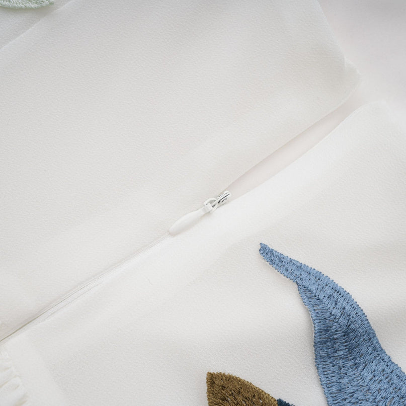 Josette floralembroidered shirred maxi dress in White