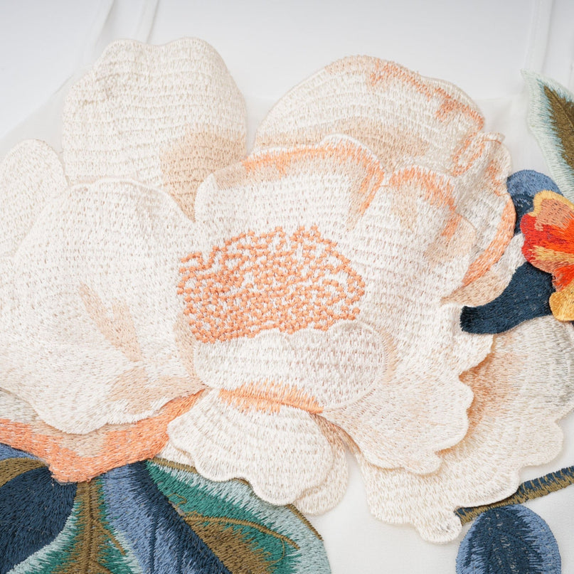 Josette floralembroidered shirred maxi dress in White