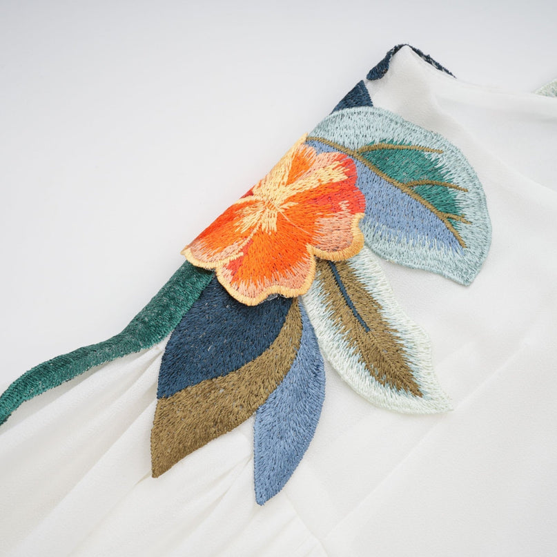 Josette floralembroidered shirred maxi dress in White