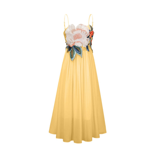 Josette floralembroidered shirred maxi dress in Yellow