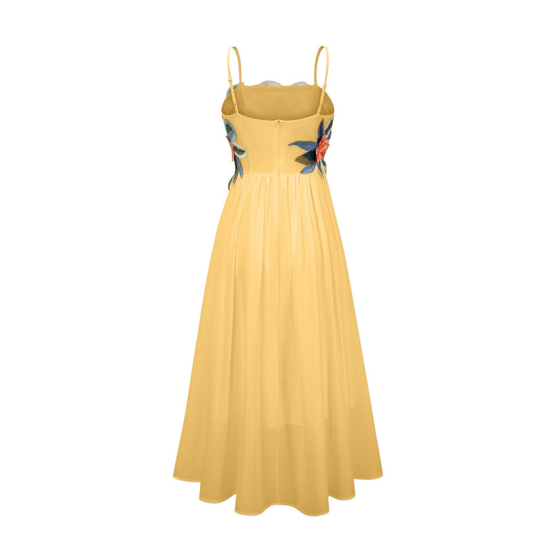 Josette floralembroidered shirred maxi dress in Yellow