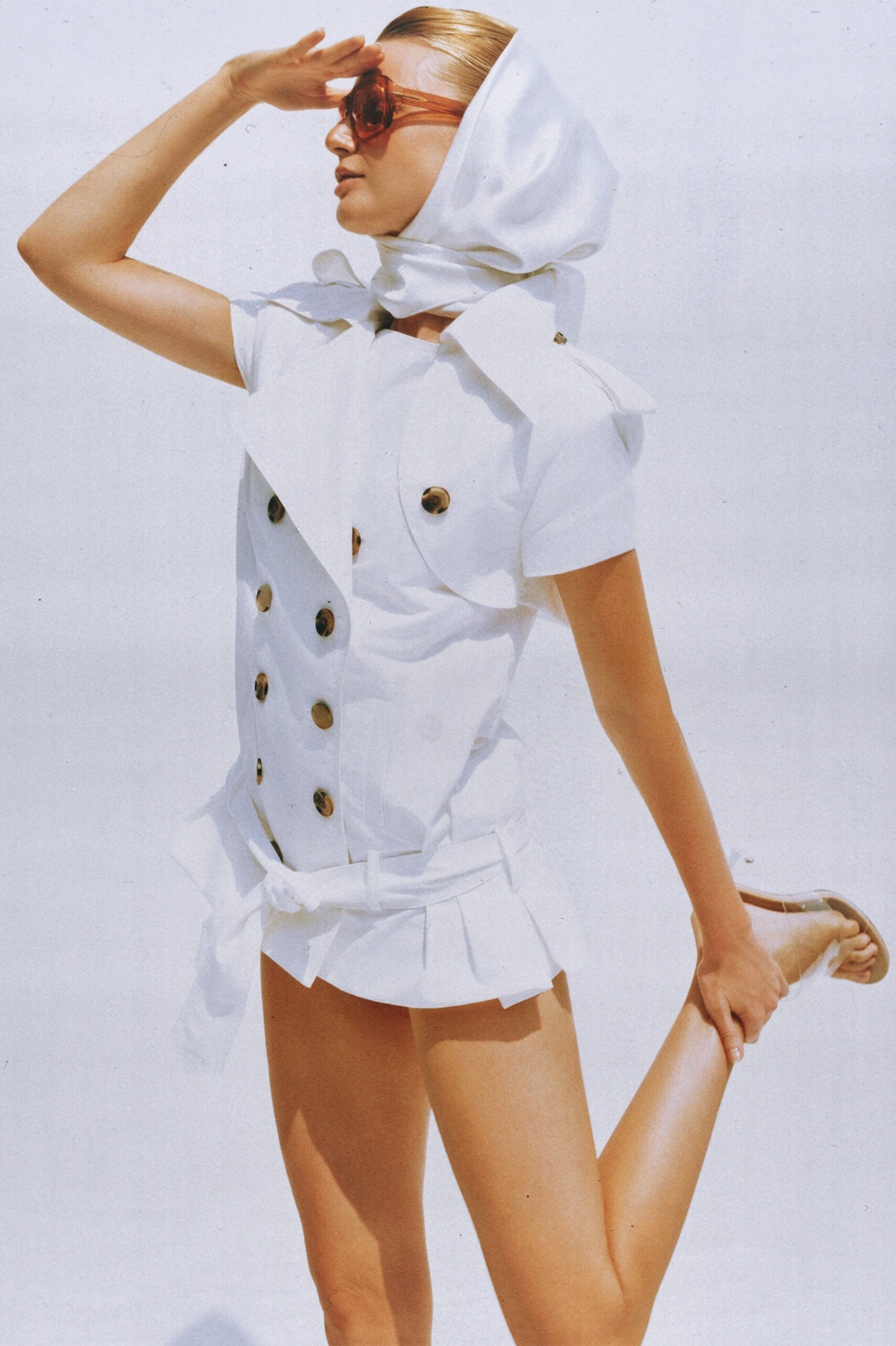 Josette White Double Breasted Trench Coat