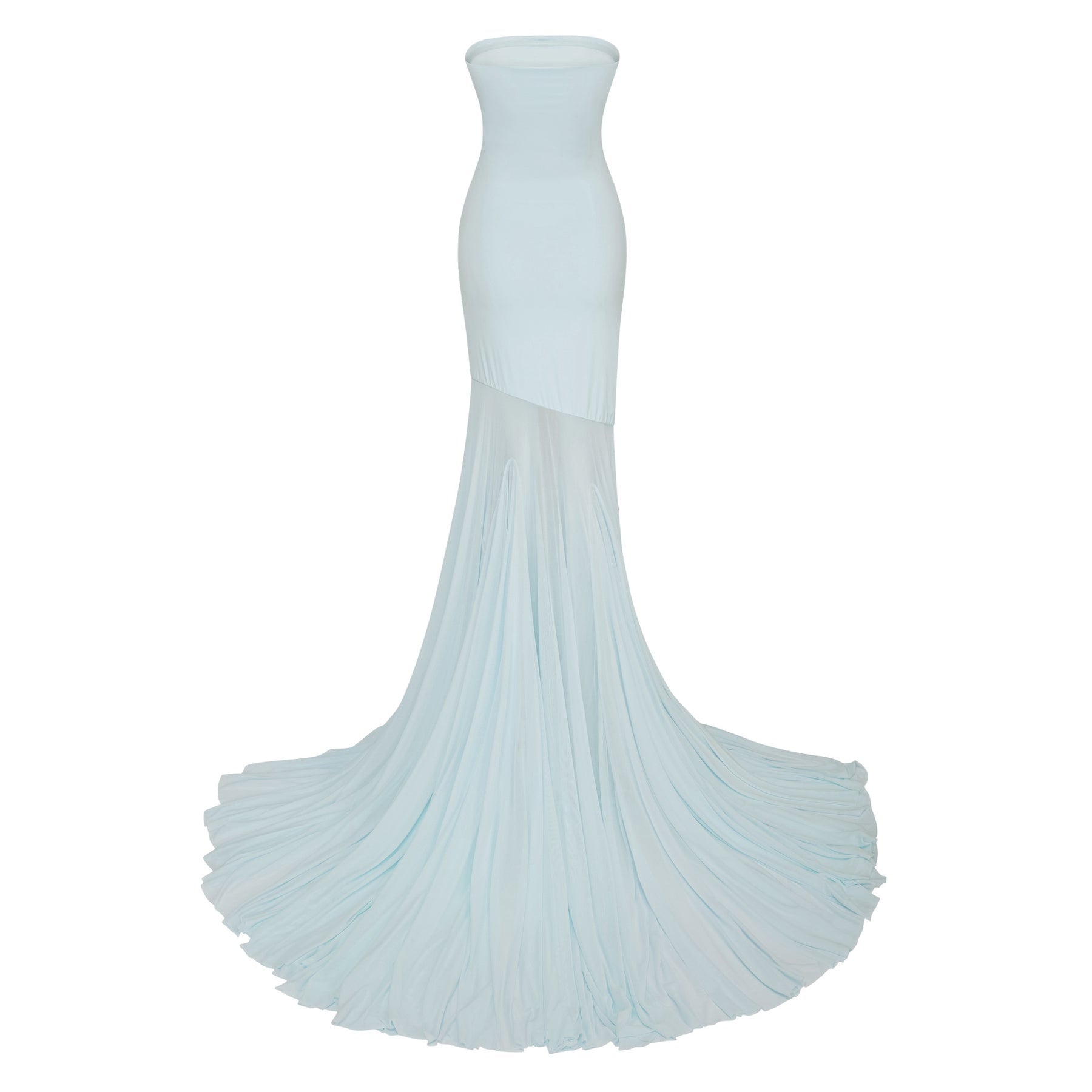 Josiane Blue Offshoulder Sheer Tulle Maxi Dress